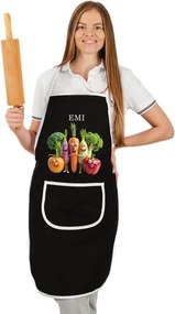 Kuchynská zástera Happy Veggie EMI, čierna