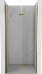 Mexen Lima, skladacie sprchové dvere do otvoru 100 x 190 cm, 6mm číre sklo, zlatý profil, 856-100-000-50-00