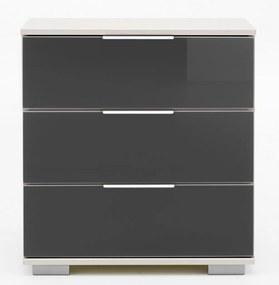 Nočný stolík Easy Plus, biely / sivé sklo