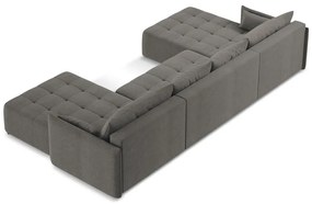 Tmavosivá rozkladacia/s úložným priestorom rohová pohovka (do tvaru "U") Moku – Makamii