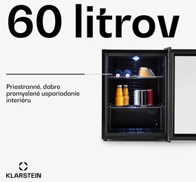 Klarstein Beersafe XL, chladnička, 60 l, energet. trieda D, sklenené dvierka, nehrdzavejúca oceľ
