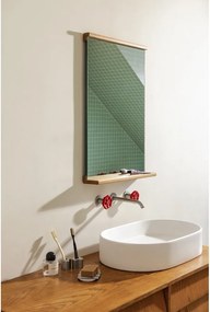 Nástenné zrkadlo s poličkou s dreveným rámom 50x75 cm Lun – noo.ma