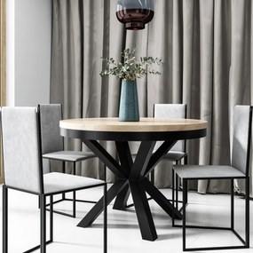 Okrúhly rozkladací jedálensky stôl PASI 120cm Kominácia stola: biely mramor - čierne nohy