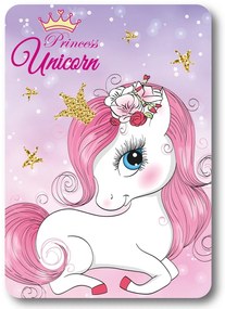 DETSKÁ FLEECOVÁ DEKA UNICORN 100X140 CM VZOROVANÁ