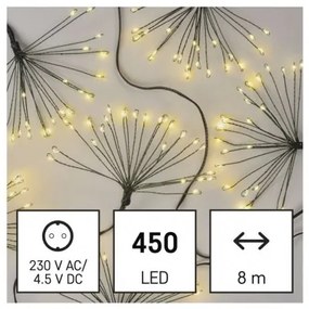 LED svetelná reťaz – svietiace trsy, nano, 8 m, vnútorná, teplá biela, časovač
