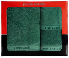 BAVLNENÝ UTERÁK PIERRE CARDIN EVI SADA 3KS 30X50 CM, 50X90 CM, 70X140 CM TMAVOZELENÁ