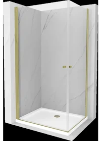 Mexen Pretoria Duo sprchová kabína, kyvné dvere 80 x 70 cm, transparentnéné, zlatá + závesný bidet Flat
