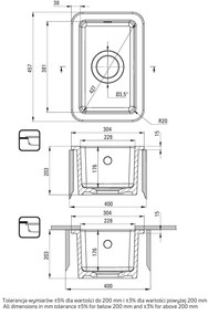 Deante Lumi, 1-komorový keramický drez 304x457x203 mm, biela, DEA-ZCU_610A