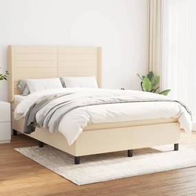 Boxspring posteľ s matracom krémový 140x190 cm látka 3131510