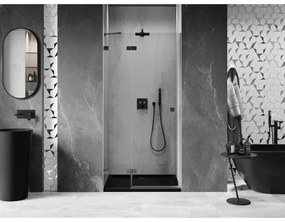 Mexen, Mexen Lunar ľavé výklopné sprchové dvere 90 cm, priehľadné, pištoľovo sivá kartáčovaná - 834-090-000-66-00-L