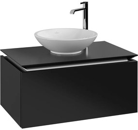 VILLEROY &amp; BOCH Legato závesná skrinka pod umývadlo na dosku (umývadlo v strede), 1 zásuvka, 800 x 500 x 380 mm, Black Matt Lacquer, B60100PD