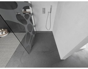 Mexen Kioto L, sprchová zástena Walk-In 100 x 200 cm, 8mm číre sklo biely vzor, brúsená oceľ profil, 800-100-103-97-97