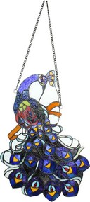 Závesný Tiffany panel páv Peacock Blue - 35*70 cm