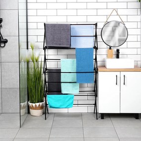 VILDE Sušiak na bielizeň, skladací, čierny kov VILDE, 8 poschodí, 43 - 75 x 37,5 x 139 cm