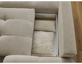 Béžová ženilková rozkladacia/s úložným priestorom rohová pohovka (ľavý roh/s leňoškou) Roxelane – Bobochic Paris