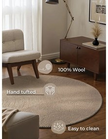 Béžový ručne tkaný vlnený okrúhly koberec ø 120 cm Eleni Light Beige – Hanse Home