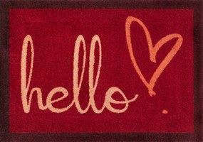 Hello- rohožka s červeným srdcom 50x70 cm