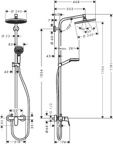 Hansgrohe Crometta S, Showerpipe 240 1jet s pákovou batériou, chróm, HAN-27269000