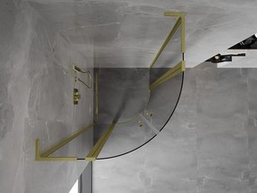 Mexen Mist L, štvrťkruhový sprchový kút s 2-krídlovými dverami, 90 x 90 cm, 8mm číre sklo, zlatý matný profil, 8A32L-090-090-55-00