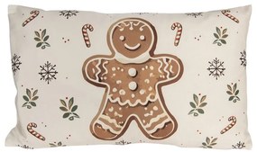 Béžová obliečka na vankúš s perníčkom - 30*50 cm