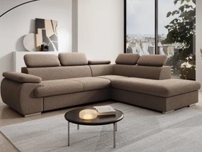 Rohová sedačka Viera,svetlo hnedá látka, pravý roh%
