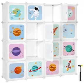 Detský regál so 16 priehradkami SONGMICS LPC902W