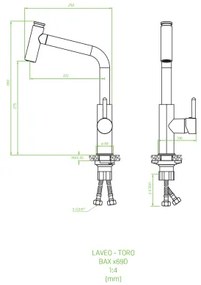 Laveo Toro, kuchynská batéria stojaca h-390, chrómová, LAV-BAX_069D