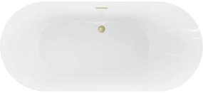 Mexen Roxy, voľne stojaca vaňa 180 x 85 cm, biela, zlatý matný prepad, 51201808500-55
