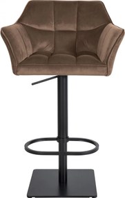 Barová stolička Damaso B - zamat, čierny rám - Hnedá