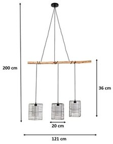 Three Grids visiaca lampa hnedá/čierna 120cm