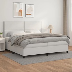Boxspring posteľ s matracom biela 200x200 cm umelá koža 3142804