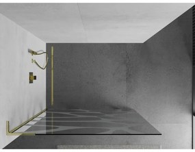 Mexen Kioto L, sprchová zástena Walk-In 90 x 200 cm, 8mm číre sklo biely vzor, zlatý lesklý profil,800-090-103-50-97