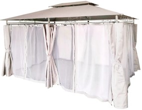 Záhradný pavilón 3x4 m - béžový so záclonami