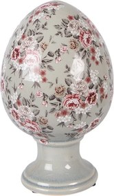 Zelené keramické vajíčko s kvetmi Floria XL - Ø 17*28 cm