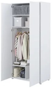 Šatníková skriňa 2D Bed-Concept BC-20, Farby: biela + biely lesk
