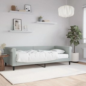 Denná posteľ s matracom bledosivá 90x200 cm zamat 3197747