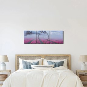 Obraz - Krajina s tulipánovými poľami (s hodinami) (90x30 cm)