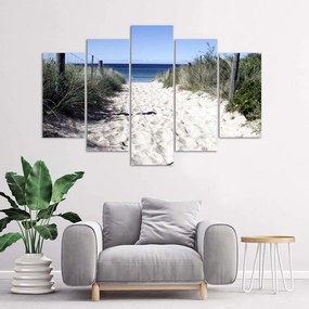 Obraz na plátně pětidílný Písečná tráva na mořské pláži - 100x70 cm