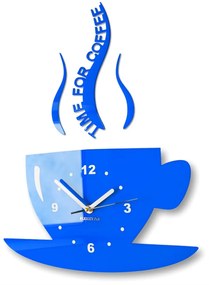 Nástenné hodiny Time for coffee modrá