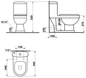 Aqualine Aqualine, PETIT detské WC kombi, zadný/spodný odpad, biela, PT520