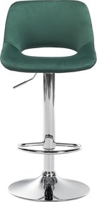 Barová stolička Camden - zamat, chróm rám - Zelená