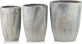 Sada 3 ks květináčů NEVA MARBLE IX béžová/šedá
