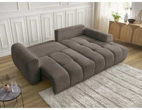 Hnedá rozkladacia/s úložným priestorom rohová pohovka z textílie buklé (pravý roh/s leňoškou) Roxelane – Bobochic Paris