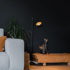 Priemyselná stojaca lampa čierna so zlatom 1-svetlo - Tommy