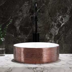 BPS-koupelny Keramické umývadlo na dosku HYD-LA-P-GL-360 36x36 cm, biele/ružové zlato