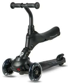 QPlay - Detská kolobežka SEMA PRO 5v1 s LED kolieskami, čierna