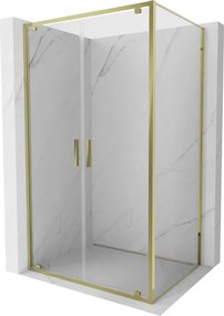 Mexen Exo, výklopný sprchový kút 90 x 95 cm, číre sklo, zlatá, 8182-090-095-50-00
