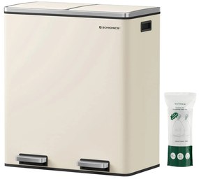 Odpadkový koš s víkem JORDAN 2x30 l krémový