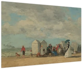 Obraz - Eugène Boudin, Beach Scene , reprodukcia (90x60 cm)