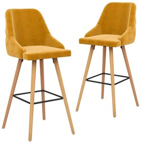 Barové stoličky 2 ks, žlté, zamat